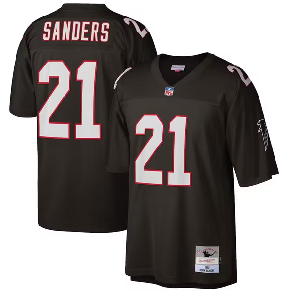 Men's Atlanta Falcons #21 Deion Sanders Black 1992 Stitched Football Game Jersey